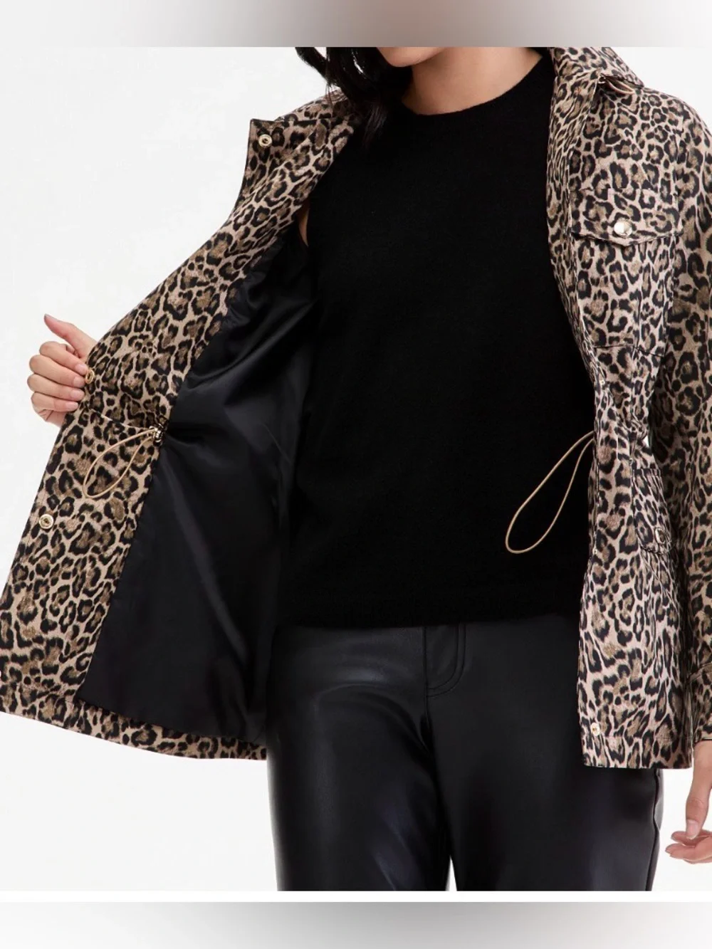 NWT Michael Kors Leopard Print Hooded Anorak Jacket, Size M